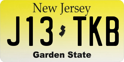 NJ license plate J13TKB