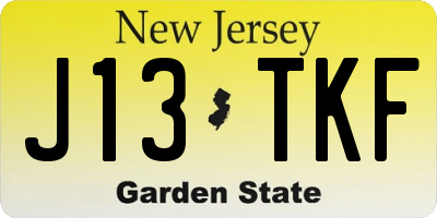 NJ license plate J13TKF