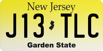 NJ license plate J13TLC