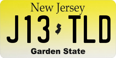 NJ license plate J13TLD