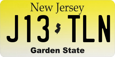 NJ license plate J13TLN