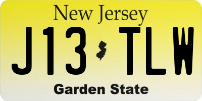 NJ license plate J13TLW