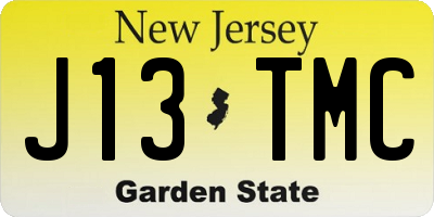 NJ license plate J13TMC