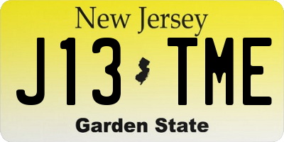 NJ license plate J13TME