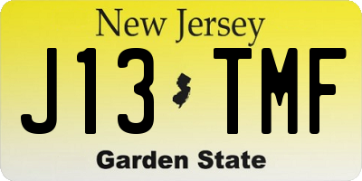 NJ license plate J13TMF