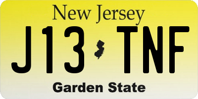 NJ license plate J13TNF