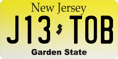NJ license plate J13TOB