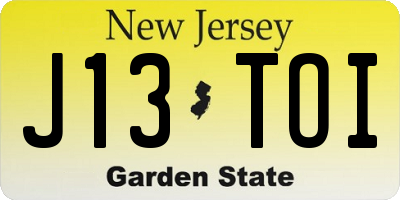 NJ license plate J13TOI