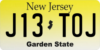 NJ license plate J13TOJ
