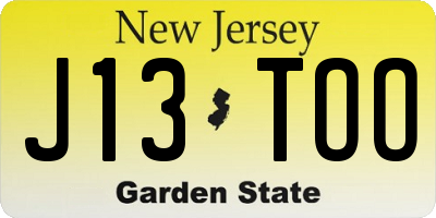 NJ license plate J13TOO