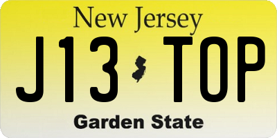 NJ license plate J13TOP