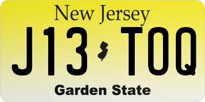 NJ license plate J13TOQ