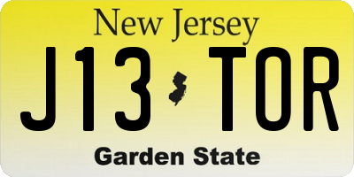 NJ license plate J13TOR