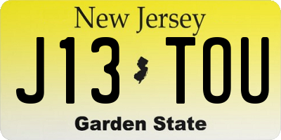 NJ license plate J13TOU