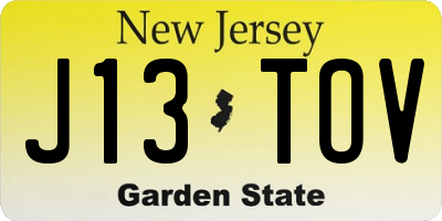 NJ license plate J13TOV