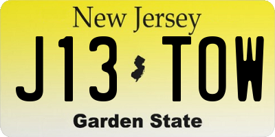 NJ license plate J13TOW