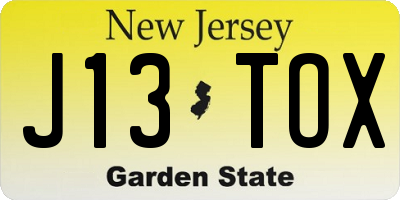 NJ license plate J13TOX
