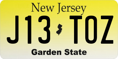 NJ license plate J13TOZ