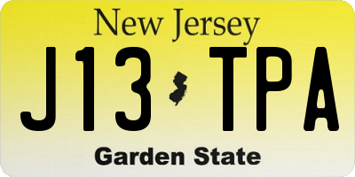 NJ license plate J13TPA