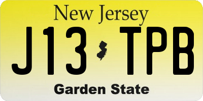 NJ license plate J13TPB