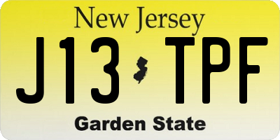 NJ license plate J13TPF