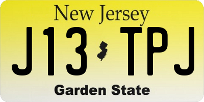 NJ license plate J13TPJ