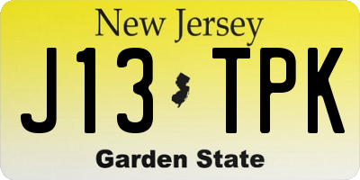 NJ license plate J13TPK