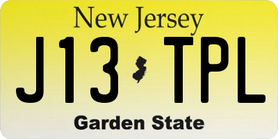 NJ license plate J13TPL