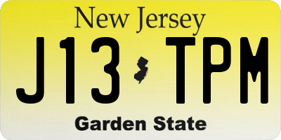 NJ license plate J13TPM