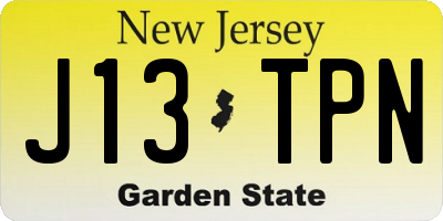 NJ license plate J13TPN