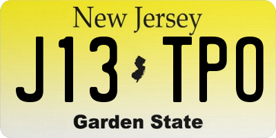 NJ license plate J13TPO