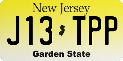 NJ license plate J13TPP