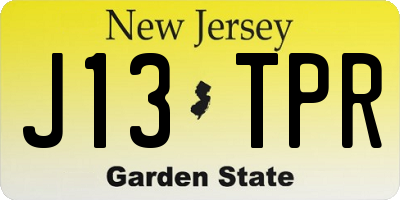 NJ license plate J13TPR
