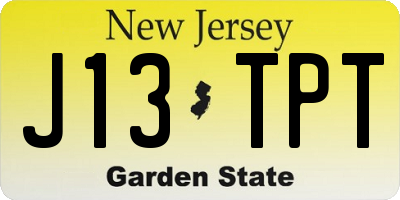 NJ license plate J13TPT