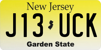 NJ license plate J13UCK