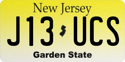 NJ license plate J13UCS