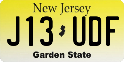 NJ license plate J13UDF