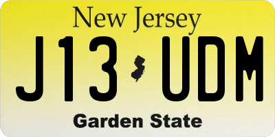 NJ license plate J13UDM