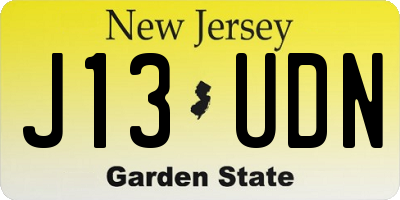 NJ license plate J13UDN