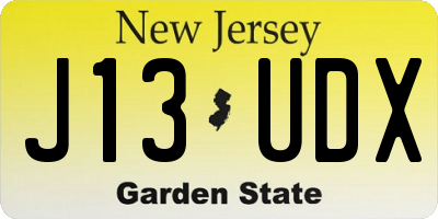 NJ license plate J13UDX