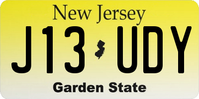 NJ license plate J13UDY