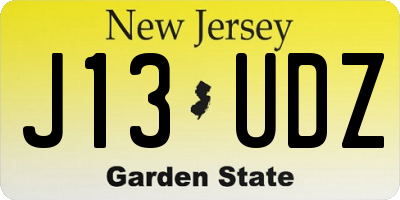 NJ license plate J13UDZ