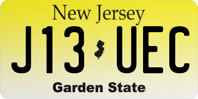 NJ license plate J13UEC