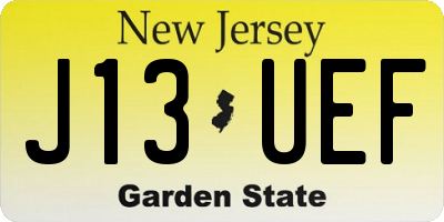 NJ license plate J13UEF