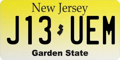 NJ license plate J13UEM