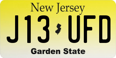 NJ license plate J13UFD