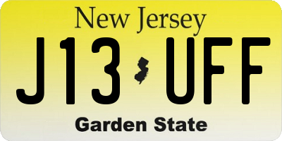 NJ license plate J13UFF