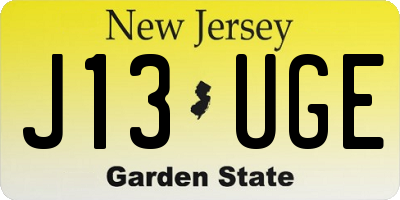 NJ license plate J13UGE