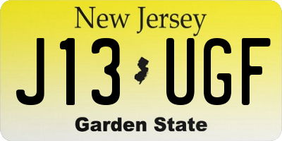 NJ license plate J13UGF