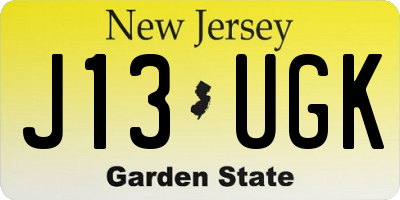 NJ license plate J13UGK